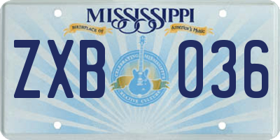 MS license plate ZXB036