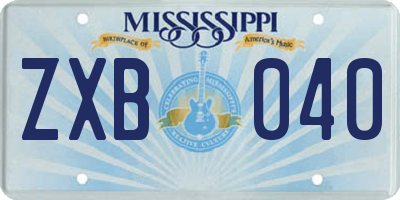 MS license plate ZXB040