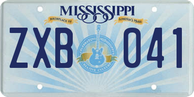 MS license plate ZXB041