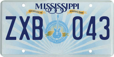 MS license plate ZXB043