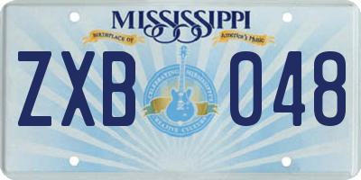 MS license plate ZXB048