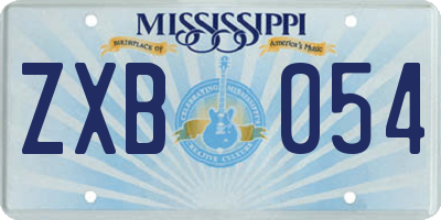 MS license plate ZXB054