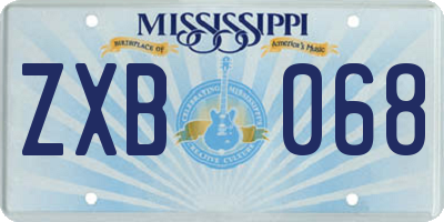 MS license plate ZXB068