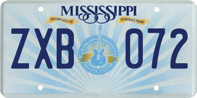 MS license plate ZXB072