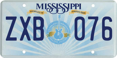 MS license plate ZXB076