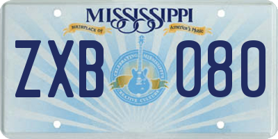 MS license plate ZXB080