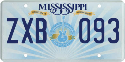 MS license plate ZXB093