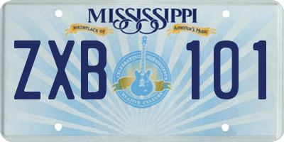 MS license plate ZXB101