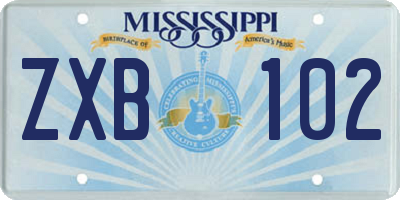 MS license plate ZXB102