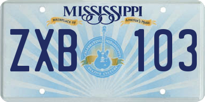 MS license plate ZXB103