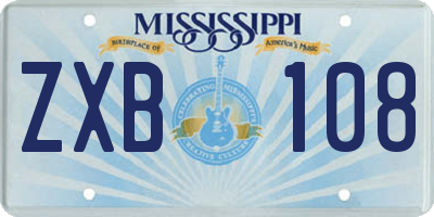 MS license plate ZXB108