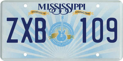 MS license plate ZXB109