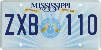 MS license plate ZXB110