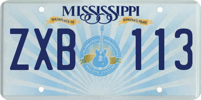 MS license plate ZXB113
