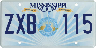 MS license plate ZXB115