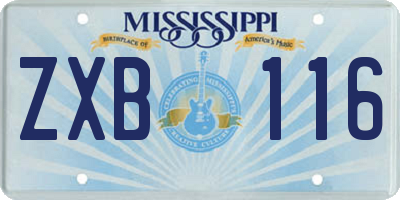 MS license plate ZXB116