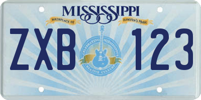 MS license plate ZXB123