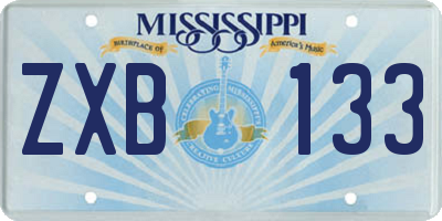 MS license plate ZXB133