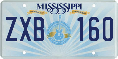 MS license plate ZXB160