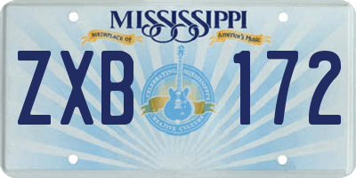 MS license plate ZXB172