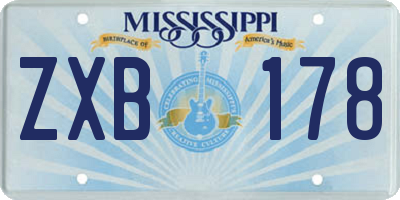 MS license plate ZXB178