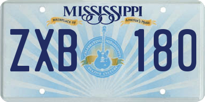 MS license plate ZXB180