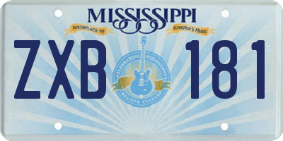 MS license plate ZXB181