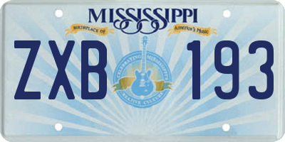 MS license plate ZXB193