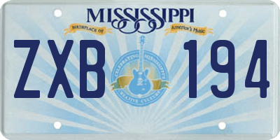MS license plate ZXB194
