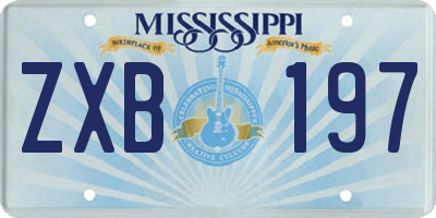 MS license plate ZXB197