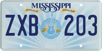 MS license plate ZXB203