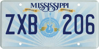 MS license plate ZXB206