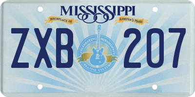 MS license plate ZXB207