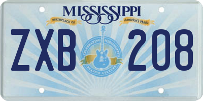 MS license plate ZXB208