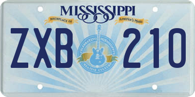 MS license plate ZXB210