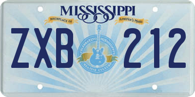 MS license plate ZXB212