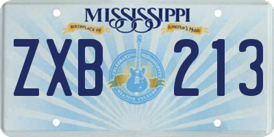 MS license plate ZXB213