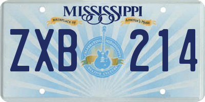 MS license plate ZXB214