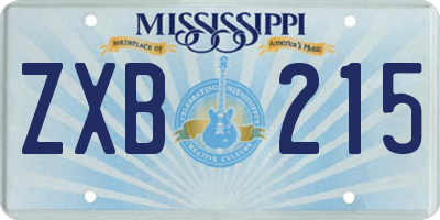 MS license plate ZXB215