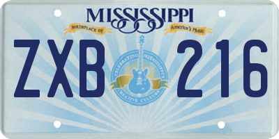 MS license plate ZXB216