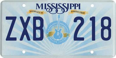 MS license plate ZXB218