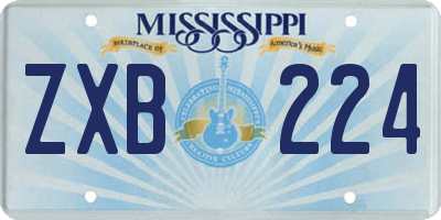 MS license plate ZXB224