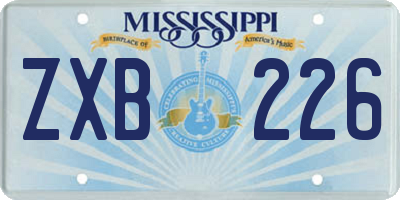 MS license plate ZXB226