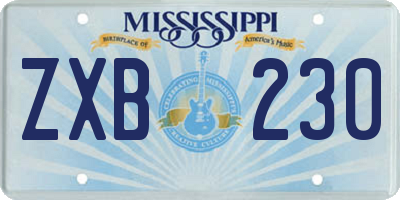 MS license plate ZXB230