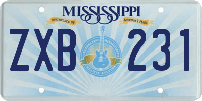 MS license plate ZXB231
