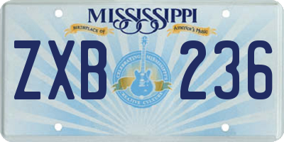 MS license plate ZXB236