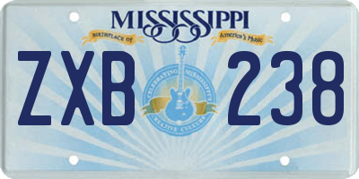 MS license plate ZXB238