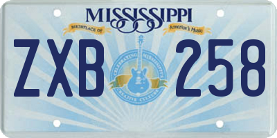 MS license plate ZXB258