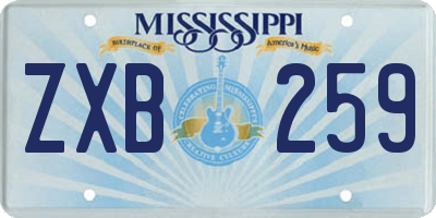 MS license plate ZXB259