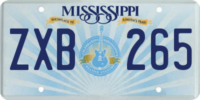 MS license plate ZXB265